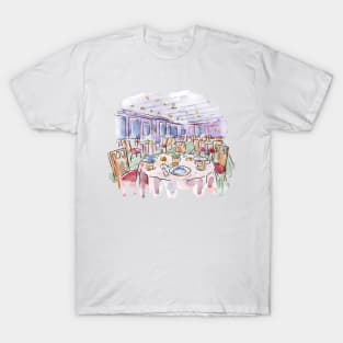 Restaurant Watercolor Illustration T-Shirt